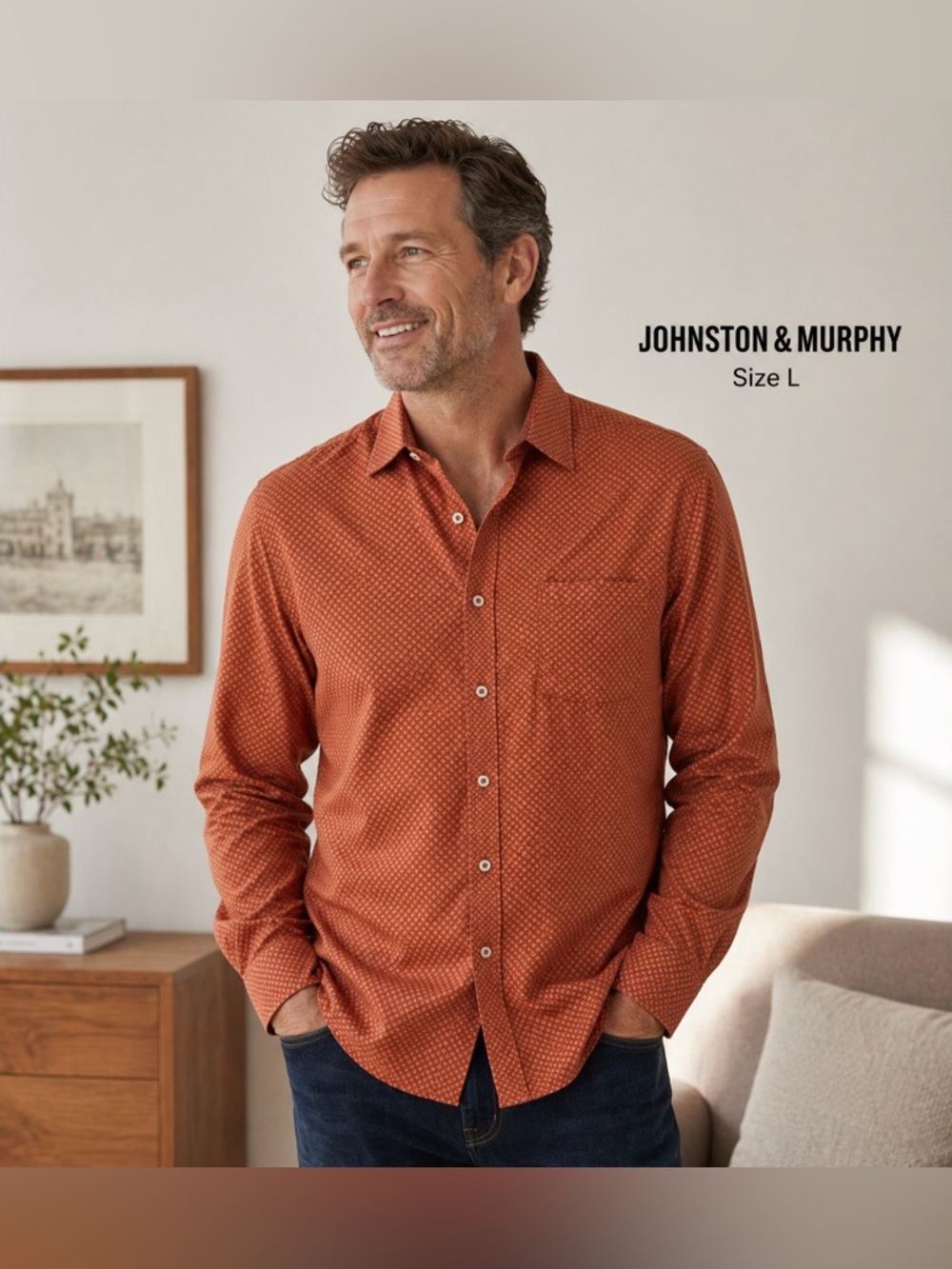 Johnston & Murphy Men’s Size L Beautiful Quality Button Down